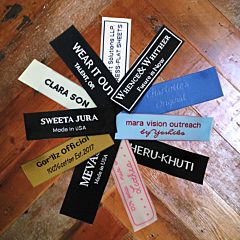 woven text labels