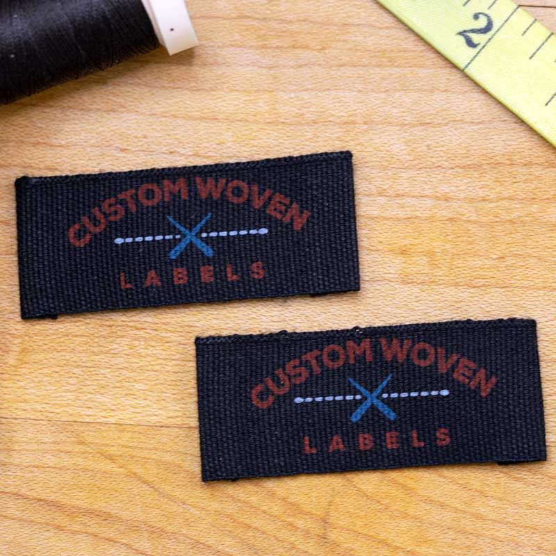 Natural Cotton Label Custom Print Labels 3 * 1 cm 500 PCS End fold