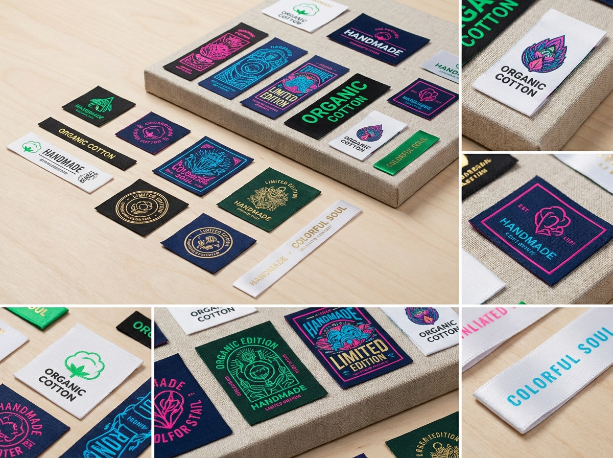 Printed labels variety showing bright digital printing colors and sharp graphic detail capabilities