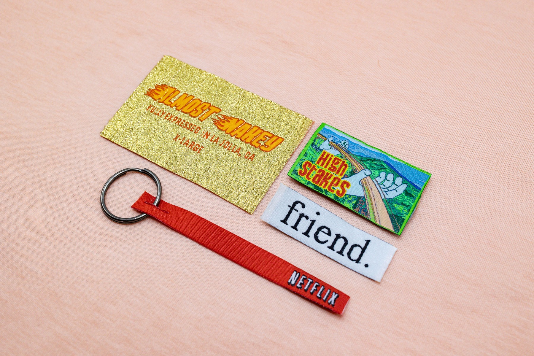 Woven label texture detail showing premium raised thread construction and craftsmanship quality