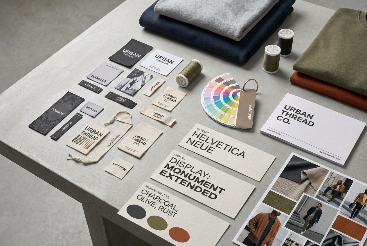 Custom woven labels design process for streetwear brand identity development